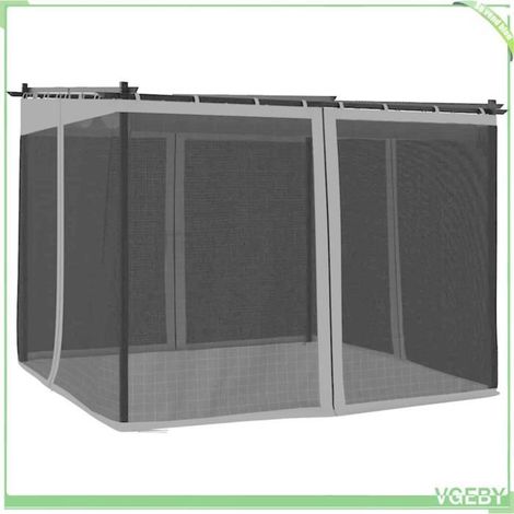 Tonnelle - FAFEICY - 4003909 - 3x3 m (296x296 cm) - Toit rétractable - Parois en filet anthracite (1/5)