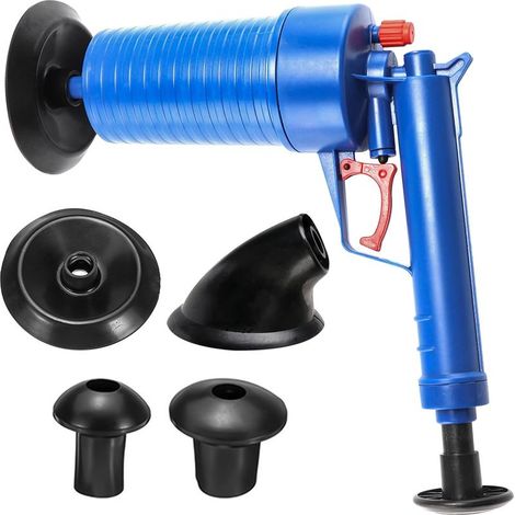Nettoyeur Canalisations Haute Pression Pistolet Air Comprimé Outil Débouchage 3.5 BAR Sans Produits Chimiques 4 Embouts Inclus (1/5)