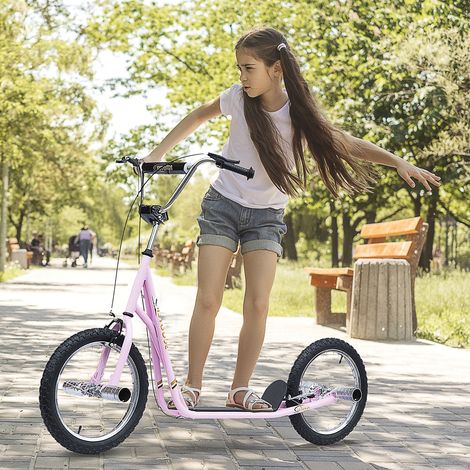 Trottinette pour avec enfants pneus pneumatiques Trottinette Trottinette Trottinette pour enfants Kickboard 16 pouces rose