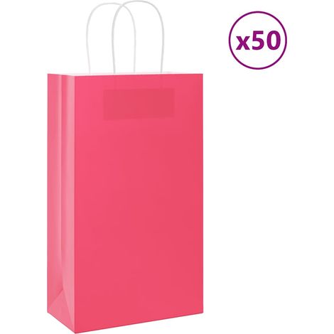 Bolsas de papel con asas 50 uds rosa 21x11x36 cm vidaXL (1/5)