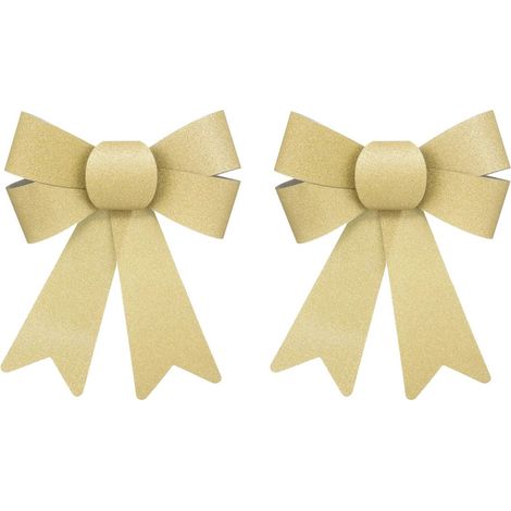 Déco de Noël Lot de 2 Noeuds Doré pailleté 14 x 18 cm - Feeric Christmas (1/2)