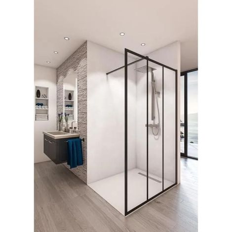 Aurys Baleares Atelier N°8 Duschwand Schwarz 140x198 cm