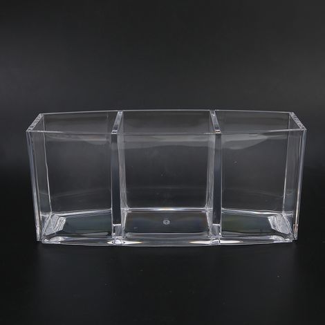 Boîte de rangement pour pinceaux de maquillage de bureau en acrylique rectangulaire (1/5)
