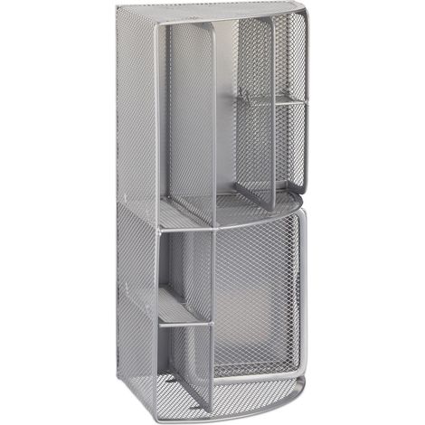 Organizer da scrivania compatto 12,5 x 27,5 x 14 cm con cassetto e 6 scomparti in metallo nero 130005347