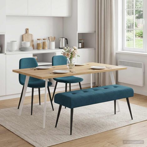 vidaXL Banc avec capitonnage bouton Bleu 110 x 40 x 46 cm Velours (1/5)