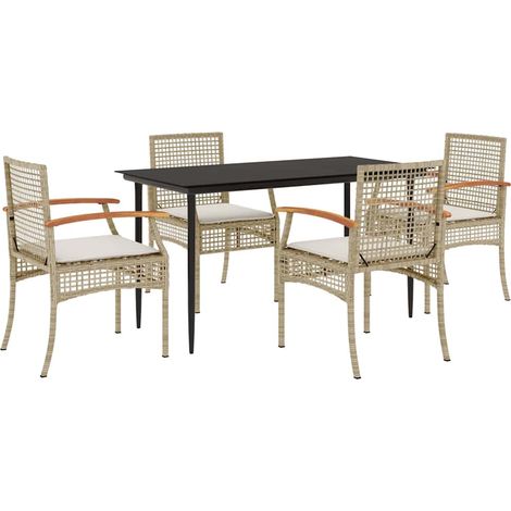 Maison Exclusive - Set comedor de jardín 5 pzas con cojines ratán (1/5)