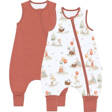 Gigoteuse pour bébé avec jambes - 1,5 tog - 100 % coton - Gigoteuse douce pour tout-petits avec pieds - 6 mois - 6 ans (1/5)