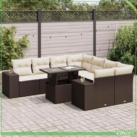 Salon de jardin - FAF7291712444074 - Résine tressée marron - Modulaire avec rangement étanche - Housses déhoussables anti-UV (1/5)