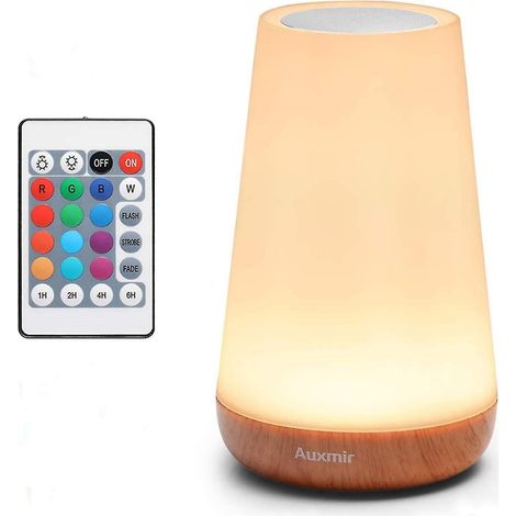 Lámpara de mesilla LED, lámpara ambiental regulable con luz blanca cálida, 13 colores y cambio de color, luz nocturna táctil para dormitorios, salas de estar y oficinas. (1/5)