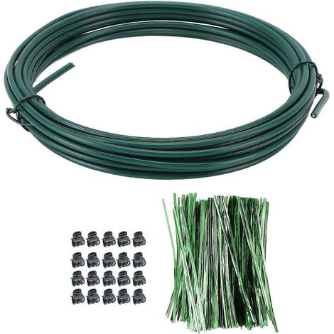 Rouleau de fil de fer de 3 mm pour plantes, 800 attaches pour plantes, 20 tuteurs flexibles et sécables pour