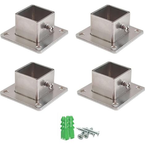4 x Stainless Steel Square Base Post Brackets for Fence Railing 30 × 30 mm Ground Post Protector with Expansion Screw (1/5)