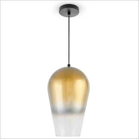 Paco Home Lámpara Suspensión Colgante Cristal Pantalla Vintage Comedor Moderna E27 Oro, Tipo 3 (1/4)