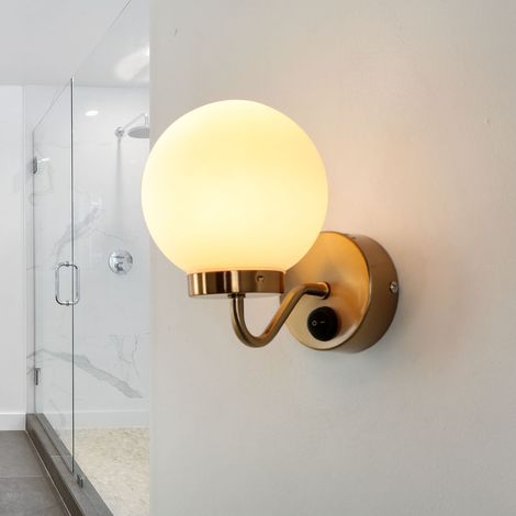 Jugendstil Wandlampe mit Schalter in Messing IP44 Bad (1/5)