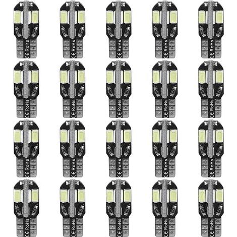 Ampoule à cale latérale de voiture 8LED, 20 pièces, pour Canbus T10 194 168 W5W 5730 (1/5)