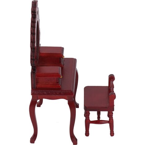 Tabouret de coiffeuse miniature pour maison de poupée à l'échelle 1:12, meuble de chambre miniature, accessoire de décoration à faire soi-même, rouge (1/5)