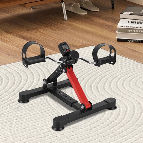 Randaco Mini-vélo d'appartement pliable - Musculation - Entraînement des bras et des jambes Rouge et noir (1/5)
