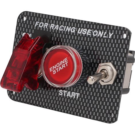 Panneau Interrupteur Démarrage Moteur 12V Style Carbone Aluminium Alliage Bouton Poussoir pour Voiture (1/5)