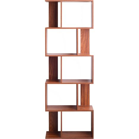 Rebecca Mobili Libreria Scaffale 5 Ripiani Marrone Noce Mdf Ufficio 169x60x24