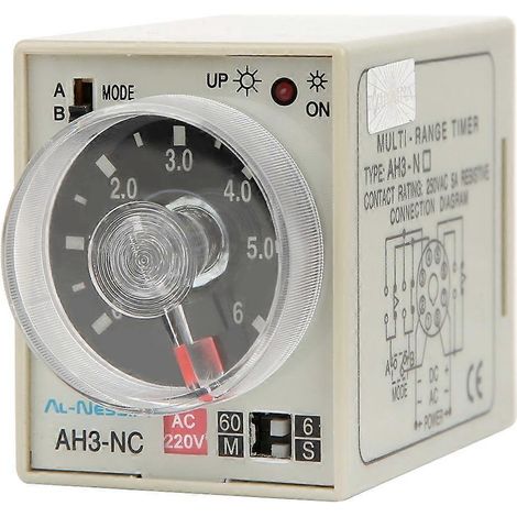 Einschaltverzögerungsrelais Mini mit einstellbarer Mehrfachzeitperiode und B-Modus \n\nAH3 NC AC220V 50/60Hz