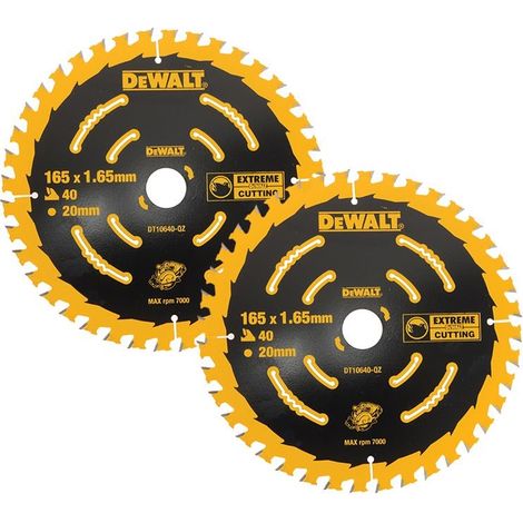 Dewalt DT10640 2 x Circular Saw Blade 165 x 20 x 40T Extreme Framing DCS391 (1/4)