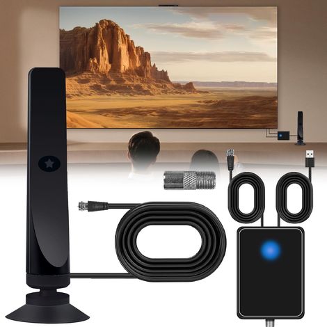 Antenne TV 4K Ultra Clear Wave Tune pour TV avec scanner, antenne TV numérique d'intérieur avec amplificateur de signal, Plug Play pour visionnage à domicile (1/5)
