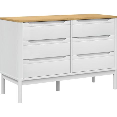 Chest of Drawers FLORO White Solid Wood Pine vidaXL