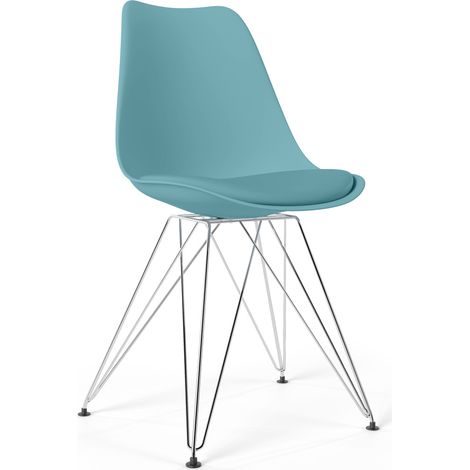 Esszimmerstuhl mit Kissen - Skandinavisches Design und Metall - Skögur Aquamarin
