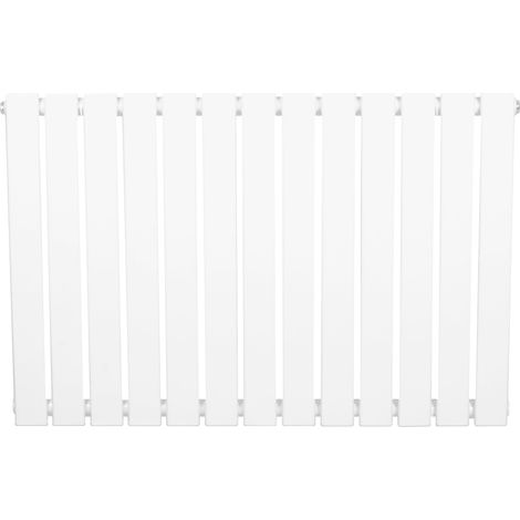 Radiateur Plat à 1 Colonne 600 x 910 mm en Acier Carbone Blanc Chauffage Centrale Moderne Horizontale Monté Sur Mur Cuisine Salle de Bain [Brosse de Nettoyage & Supports INCLUSES] (1/5)