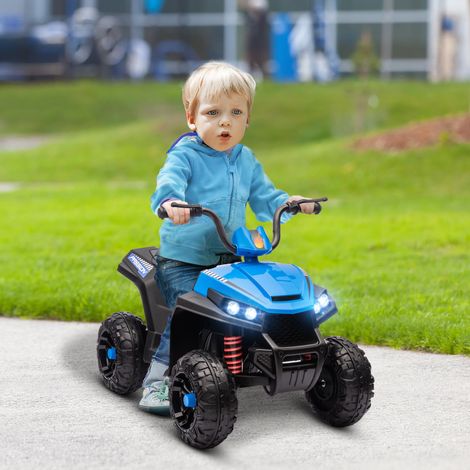 Quad électrique pour enfants suspension 5 km pendant 3 à 5 ans lumière et musique 50 minutes de route bleu aménagement intérieur