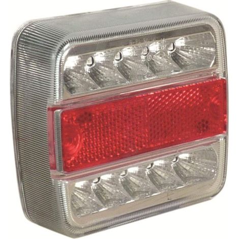 SODIFLASH - Feu arrière carré LED 12V 4 fonctions cabochon transparent - blister - 17250