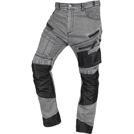 Pantalones de trabajo vaqueros, Oxford reforzados, grises, talla M (1/3)