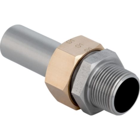 Geberit Mapress Raccord de transition en acier inoxydable avec filetage extérieur et extrémité à emboîter, DN 12 / 15, 35400