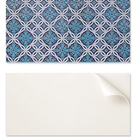 Panel de vinilo autoadhesivo impreso de 100x50 cm con estampado geom茅trico y motivos florales.