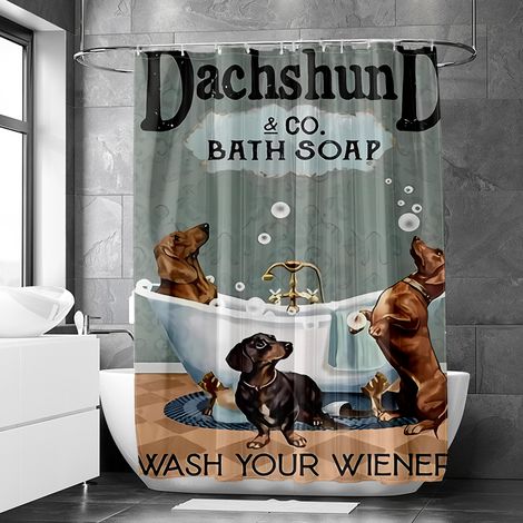 Rideau de douche motif animaux vintage et baignoire décorative, polyester imperméable, 90x180 cm (1/5)
