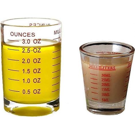 Tasse à mesurer en verre sablé 3 oz/90 ml, tasses à expresso épaisses en verre, lot de 2 (rouge 90 ml 30 ml) (1/5)