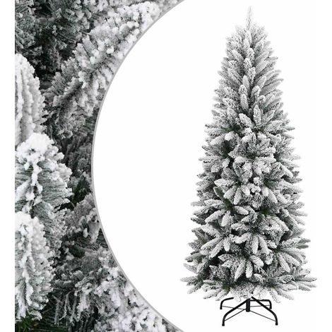 Sapin de Noël Artificiel Enneigé 120 cm avec LED Blanc Chaud PVC PE et Support Acier - PANGIVO (1/5)
