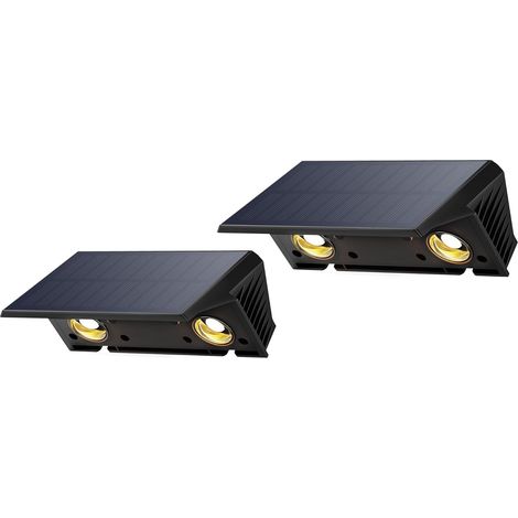 Applique Solaire Extérieur, Haut & Bas Applique Murale Solaire Blanc Chaud 1500mAh Lampe Solaire Murale Extérieur IP67 Étanche 2 Articles 100 Lumens pour Clôture Jardin