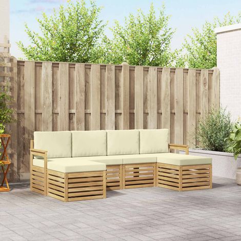 vidaXL Outdoor-Sofagarnitur 6 pcs Weiß und Creme 249 x 122,5 x 73 cm (1/5)