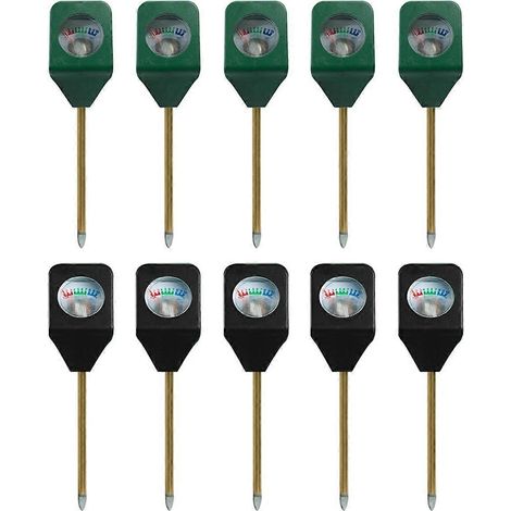 Lot de 10 mini hygromètres portables pour mesurer l'humidité du sol et analyser la terre des plantes en pot d'intérieur. (1/4)