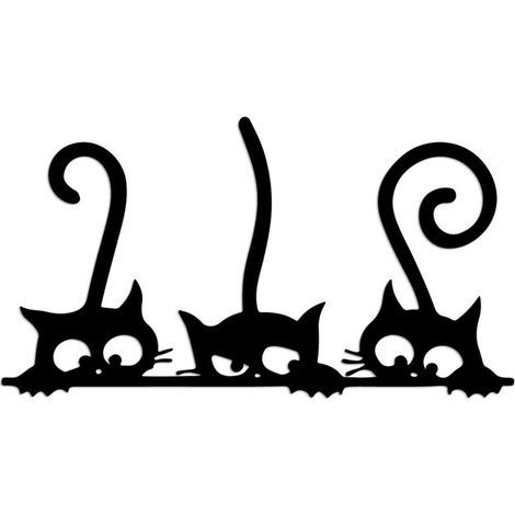 Metallene Wanddekoration mit 3 Katzen (1/4)