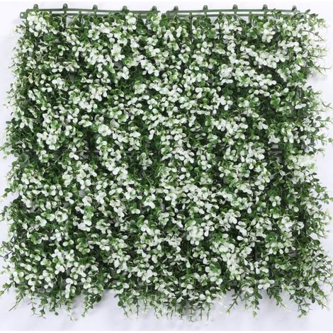 Haie artificielle 50 cm x 50 cm, protection et intimité pour jardin, toile de fond murale en gazon synthétique, protection UV (1 pièce)