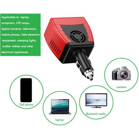 150-W-Kfz-Wechselrichter (12 V auf 220 V), Netzteil für Laptops, USB-Anschluss für Mobiltelefone (2,1 A) (1/4)