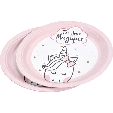 Set de 6 assiettes en carton Licorne magique