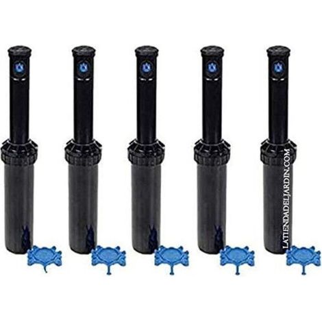 Confezione da 5 irrigatori Rain Bird 3504-PC. Getto a gittata da 4,6 a 10,7 metri. Filettatura femmina da 1/2". Irrigazione professionale per giardini.