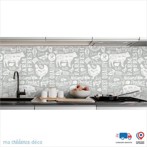 Crédence : Boucherie et graphisme 2 - Couleur Gris clair - Alu composite - 120 - 60 (1/3)