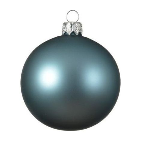 Set mit 6 opaken Weihnachtskugeln aus Glas in celeste Ø6 cm