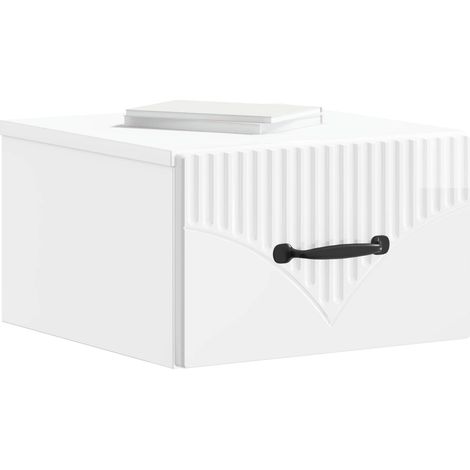 Maison Exclusive - Mobiletto da notte a muro Bianco Lucido 34,5 x 33 x 20 cm