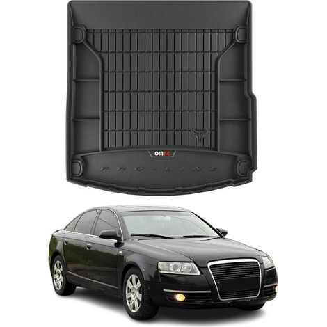 Tapis de Coffre 3D TPE Premium Compatible avec Audi A6 C6 Berline 2004-2008 - Bac de Protection de Coffre Intérieur antidérapant Revêtement de Coffre Bords Hauts pour Voiture Noir