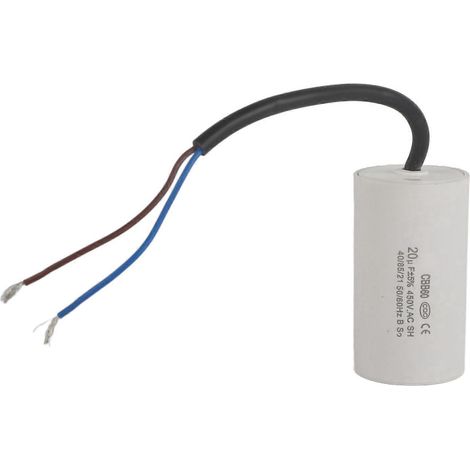 CBB60 Anlaufkondensator für Motoren, 450 V, 20 µF, mit Anschlusskabel