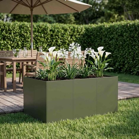 vidaXL Cache-pot de jardin Vert olive 120 x 80 x 60 cm (1/5)